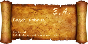 Bagdi Ambrus névjegykártya